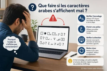 Que faire si les caractères arabes s’affichent mal ?